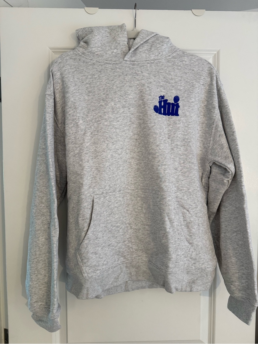 The Hut Gray Hooded Sweatshirt with Blue Logo
